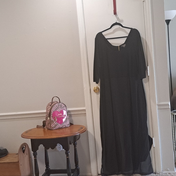 Vince Camuto Plus Size Chiffonoverlay Maxi Dress In Black EUC - Picture 3 of 7